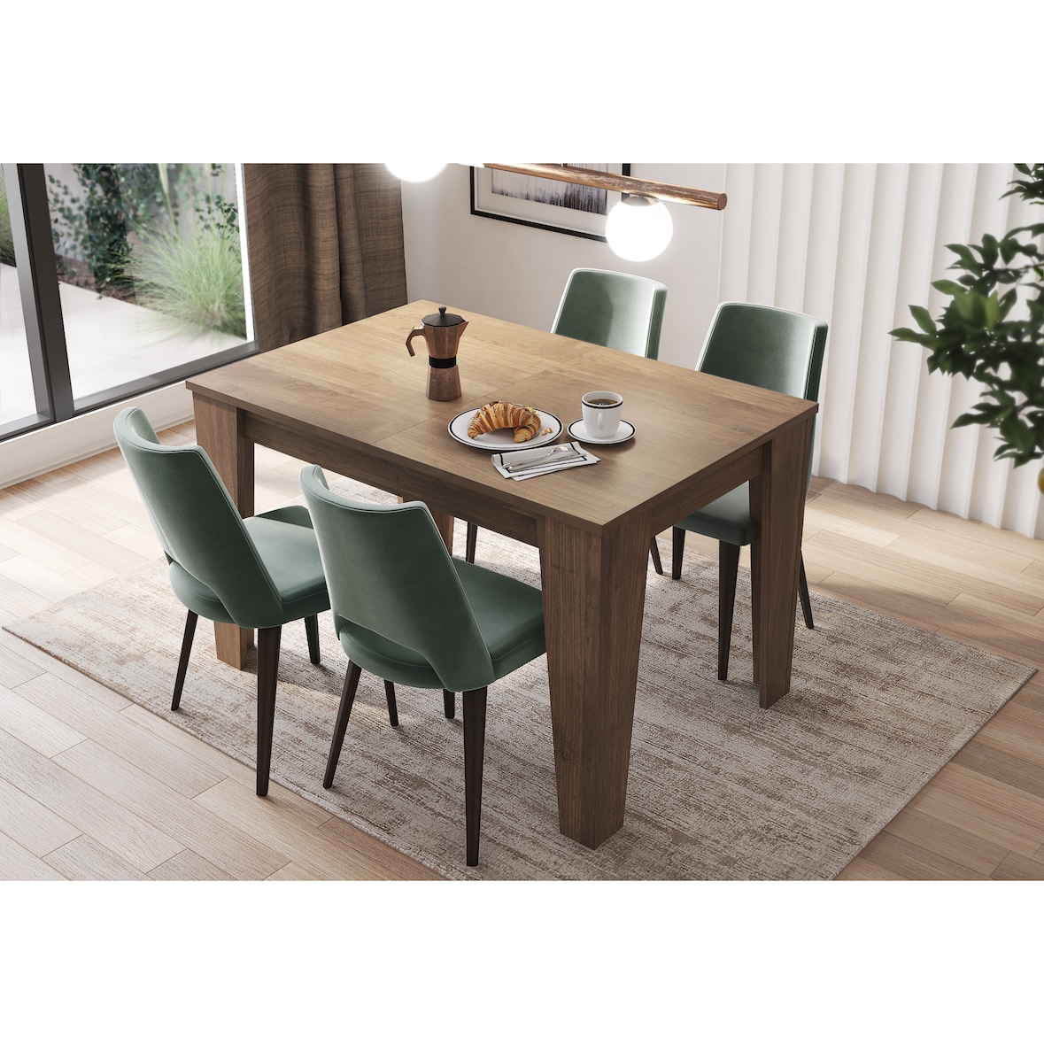 Tavolo da Pranzo Allungabile Da 120 A 160 Cm Gambe a Spillo Design Moderno 6 Posti Estensibile Guide In Metallo Cucina Salotto 160 x 90 x 78 Cm Noce
