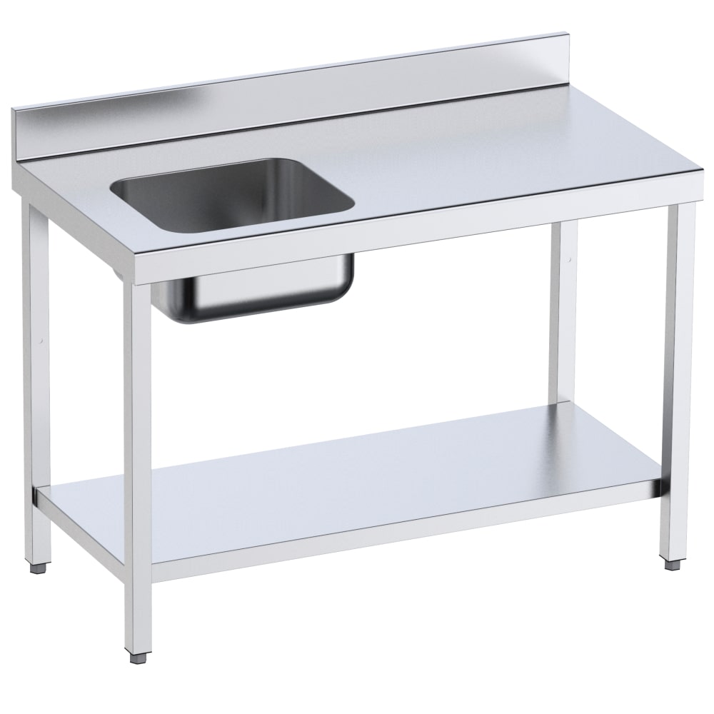 Chef tisch mit 1 becken links 1 regal - 1600x600x850 mm - 1D6106EI Eurast