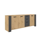 thumbnail of Buffet Loft - Decor Chene Artisan Et Melamine Gris Ombre - 3 Portes Et 3 Tiroirs - L 220 X P 52 X H 86.5 Cm - Parisot
