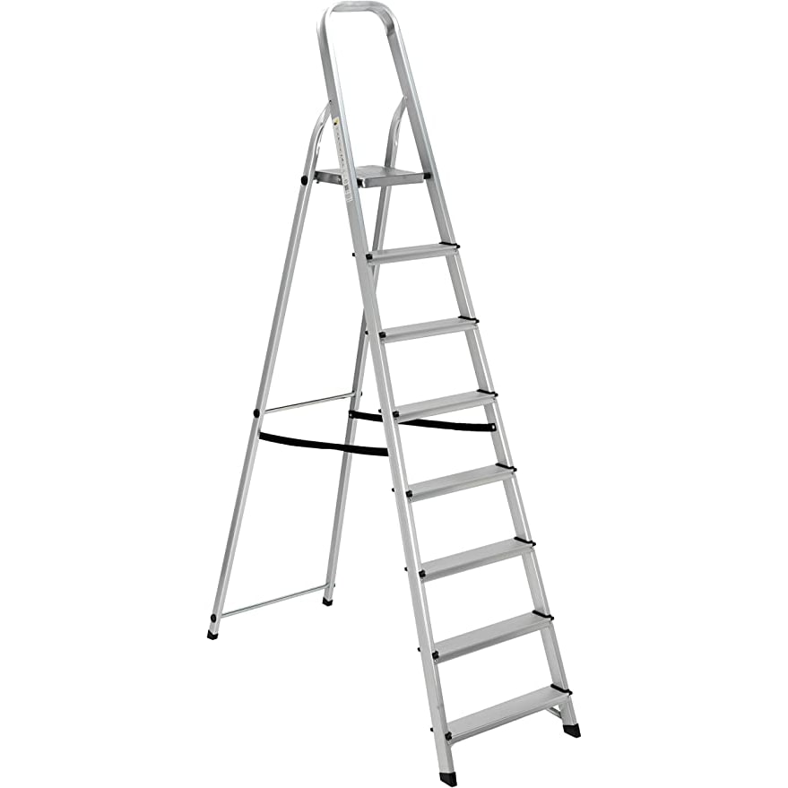 Garden Friend Everest échelle aluminium 8 marches Pour usage domestique et bricolage Capacité de charge maximale 150 kg Gris