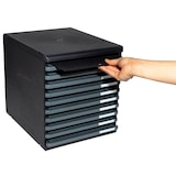thumbnail of EXACOMPTA Cassettiera Modulo 304714D, sistema modulare a 10 cassetti aperti A4, box PS monoblocco, (PxlxAlt) 35x28,8x32 cm, gamma ECOBlack, nero