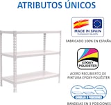 thumbnail of SimonRack Estantería Metálica, 1000x1100x400 mm, 3 Alturas, Bandeja Metal, 200 kg de Punto Flexión, Blanco - Simonclick