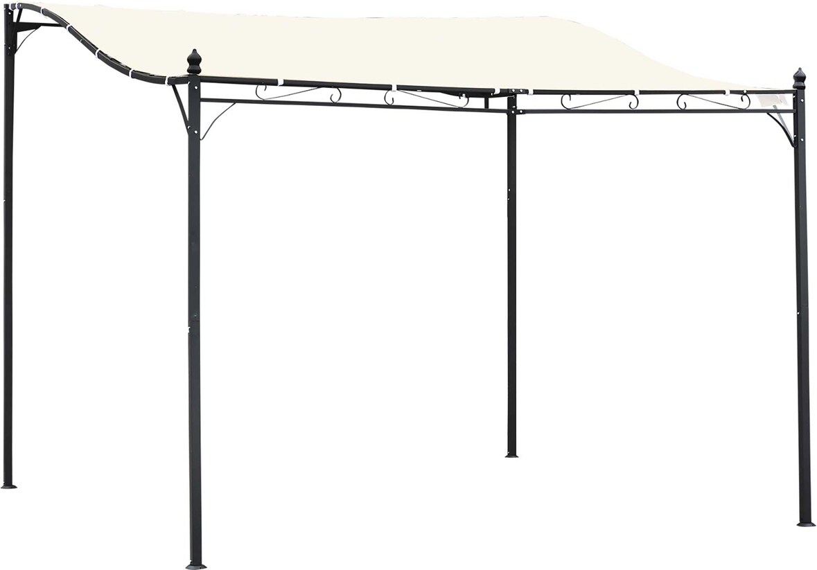Pérgola de Jardín 3x3m Cenador con 16 Orificios de Drenaje para Patio Metal Crema