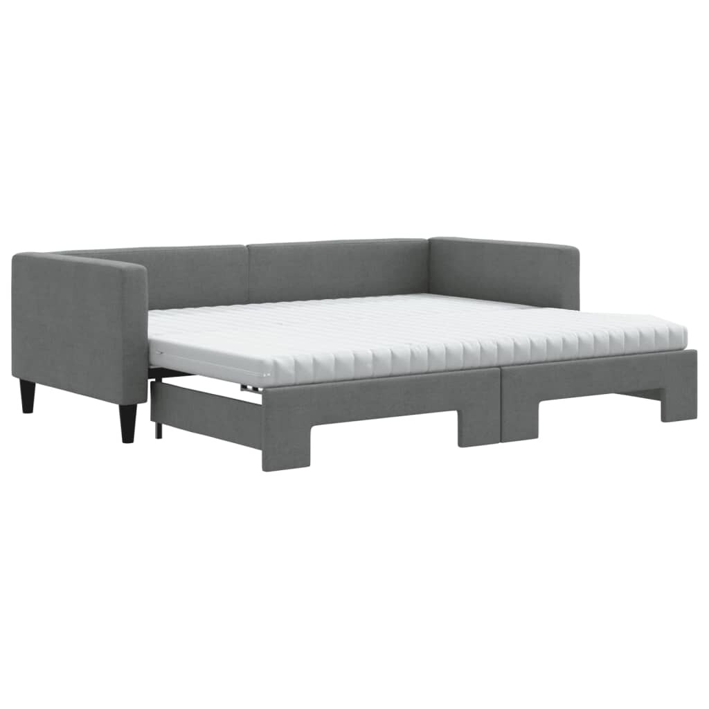 vidaXL Tagesbett Ausziehbar mit Matratzen Dunkelgrau 90x200 cm Stoff