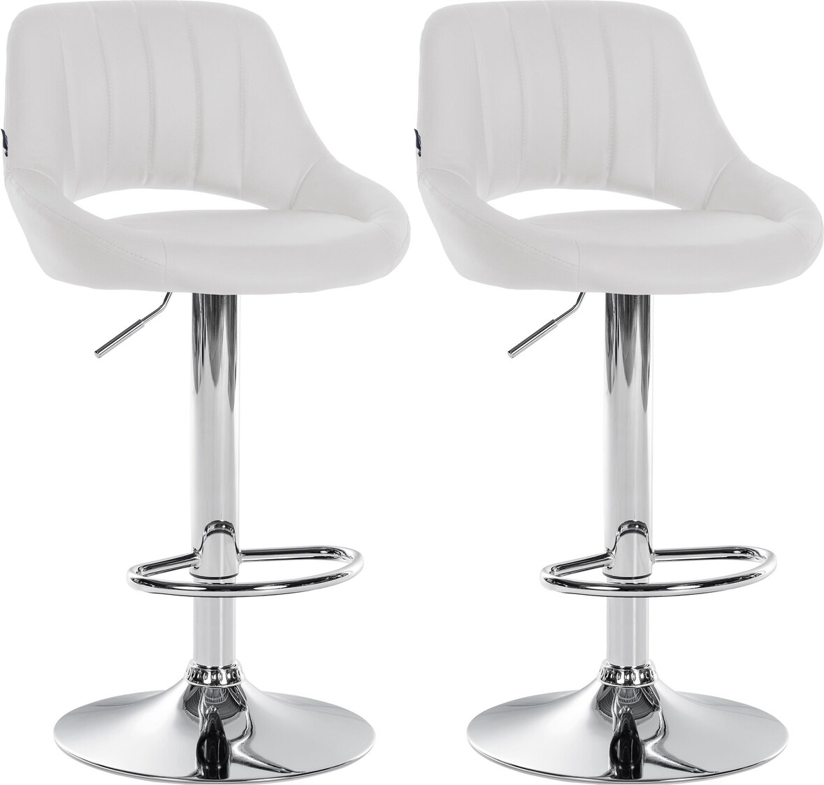 CHEFGASTRO 2er Set Barhocker NIAGARA Kunstleder Chrom HxBxT 85x47x48cm Kunstleder Weiß Barstuhl