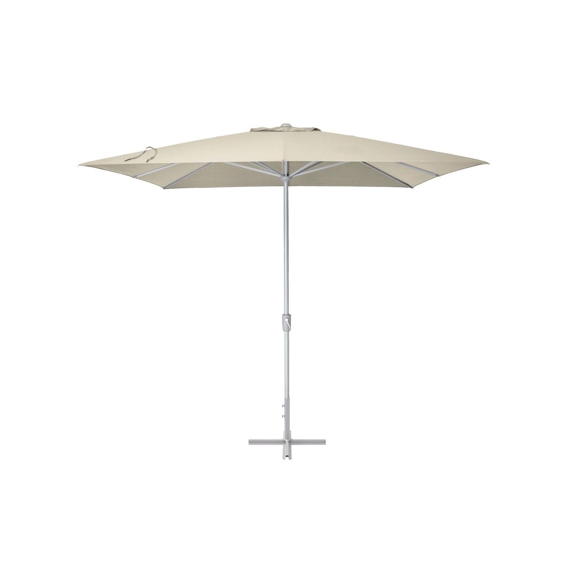 METRO PROFESSIONAL Parasol carré avec pied, aluminium, 3 x 3 m, hydrofuge, protection UV50+, hydrofuge, humus/platinum