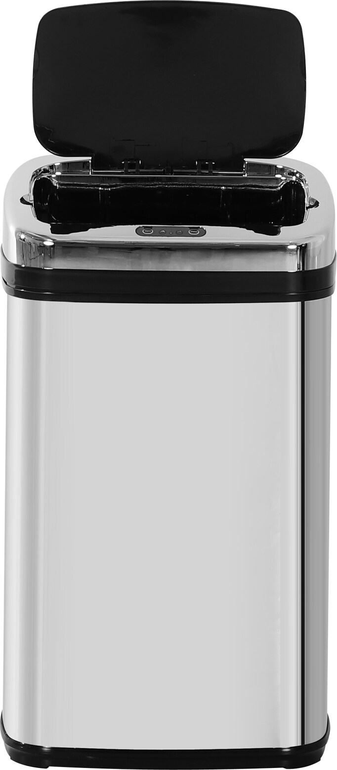 Automatik-Mülleimer Edelstahl Silber mit Infrarotsensor und manueller Deckelbedienung