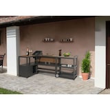 thumbnail of Aluminium Outdoor-Küche 3-teilig HWC-M64, Außenküche Garten Servierwagen Eiskübel Schrank ~ anthrazit, helle Holzoptik