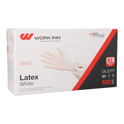 1000 `WORK-INN` Handschuhe, Latex gepudert `White` weiss - natur Größe XL