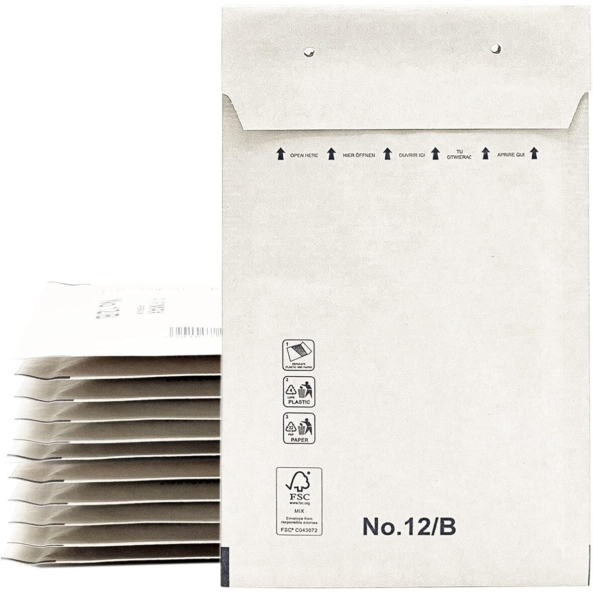 OFITURIA Sobres Acolchados de Papel Burbuja Interior, Bolsas para Envíos con Capacidad para Documentos de hasta 100x165mm (50 sobres, blanco)