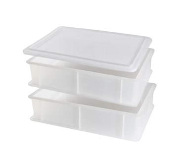 2 Caixas empilháveis para fermento para pão e pizza + 1 tampa, polietileno, 30x40x10, branco
