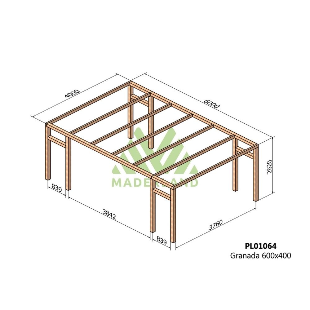 Pérgola de Madera Laminada Granada (Maderland) - Gardeneas