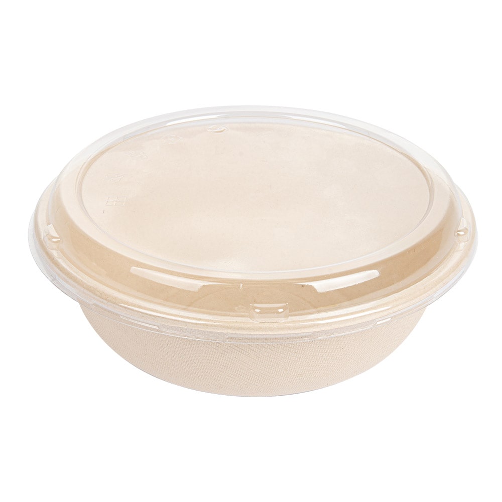 Combo Pote Saladeira+Tampas 'Bionic' 950 Ml Ø 19X7,8 Cm Natural Bagaço (200 Unidades)
