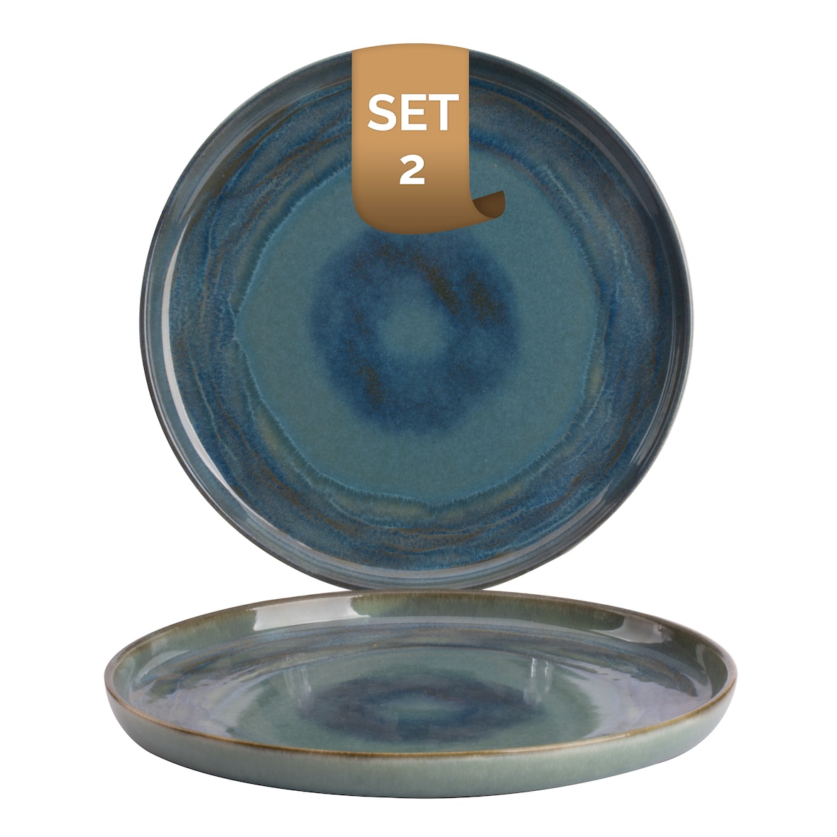 Palmer Bord Miami 28 cm Groen Stoneware 2 stuks