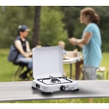 thumbnail of Réchaud à gaz 1 feu 1500W Brûleur fonte amovible Lavable Gaz butane ou propane Blanc laqué Grille Couvercle GOLD