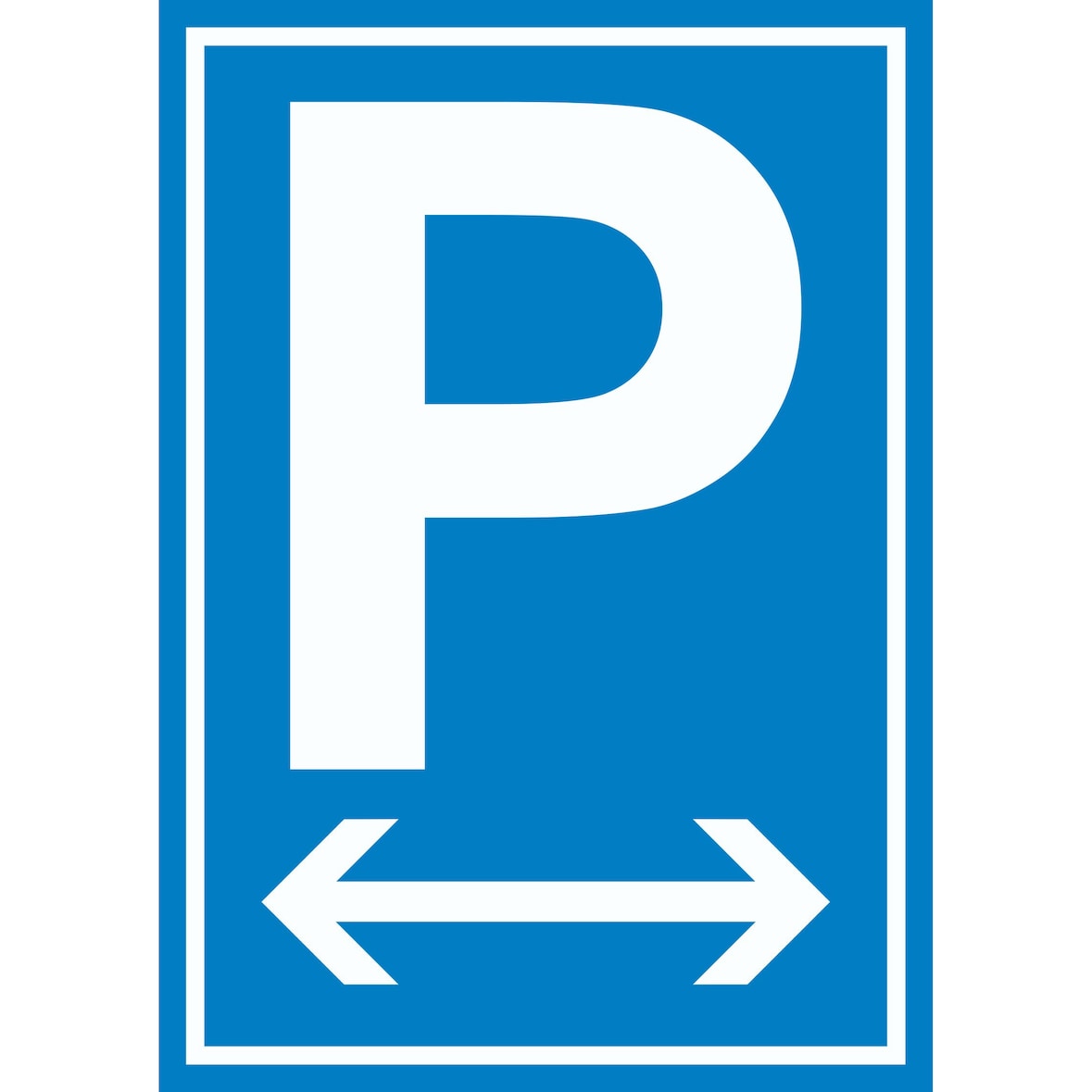 P Parkplatz Schild mit Pfeil nach rechts und links A5 Rückseite selbstklebend