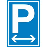 thumbnail of P Parkplatz Schild mit Pfeil nach rechts und links A5 Rückseite selbstklebend