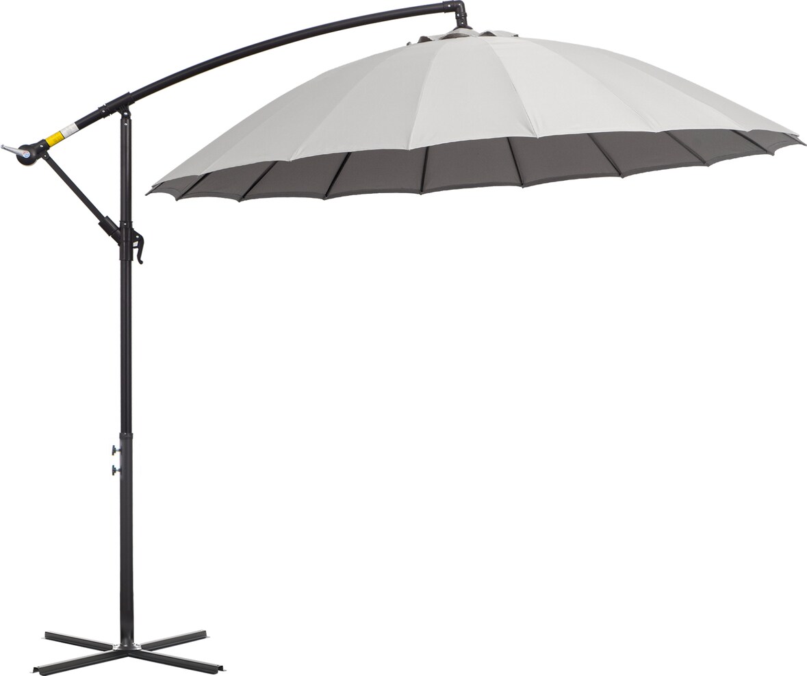 Outsunny Ombrellone Decentrato Φ296cm per Giardino ed Esterni Grigio