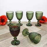 thumbnail of 6x Diamond Weingläser grün 200ml Glas Relief Weißwein-Kelch Rotwein Wasser Saft