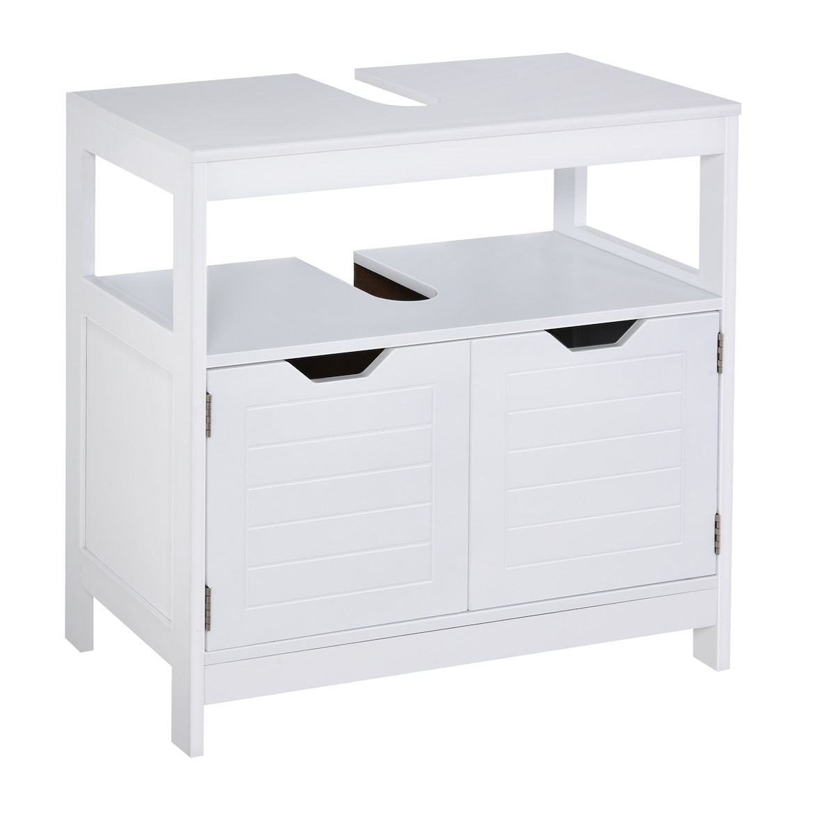 kleankin Armário de banheiro Com prateleira 2 portas de armazenamento Dispositivo anti-ponta Resistente a humidade
60x30x60 cm Branco