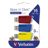thumbnail of Verbatim Store 'n' Click - USB-Stick, USB 3.2 GEN1 - 3x16 GB, Rot/Blau/Gelb