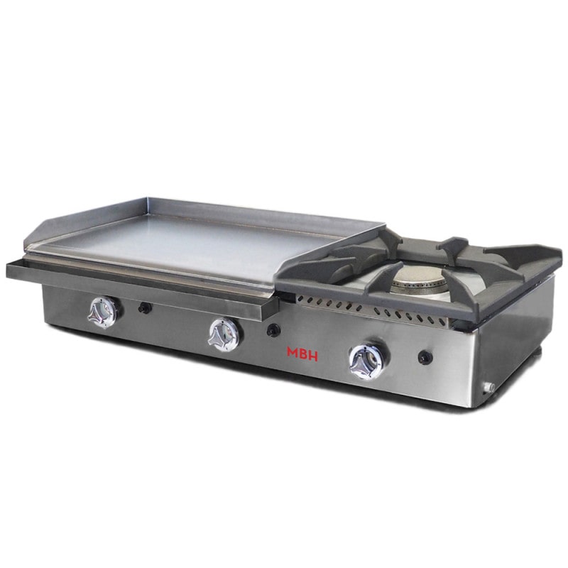 MBH - Gasgrill Bratplatte 600x400 mm aus rektifiziertem Stahl für das Gaststättengewerbe. Fry Top für die Küche für Bar und Restaurant.