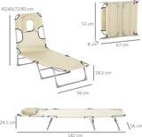 thumbnail of Tumbona Reclinable y Plegable de Jardín con Orificio de Lectura Reposacabezas y Respaldo Ajustable en 5 Niveles para Playa 182x56x28 cm