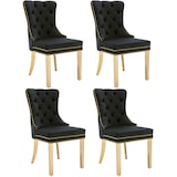 thumbnail of Merax Silla de Comedor Juego de 4 Sillas de Salón 4 Piezas Silla tapizada Patas de Apoyo de Acero Inoxidable Chapado en Oro Terciopelo Negro