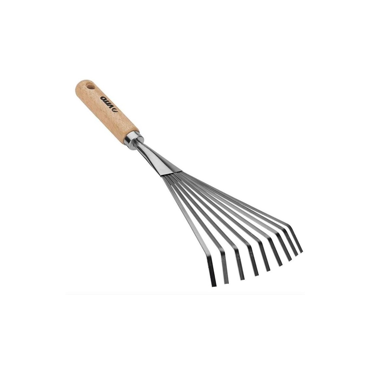 Balai de jardin à gazon 8 dents 13Cm Manche bois Inox et Fer forgés à la main VITO