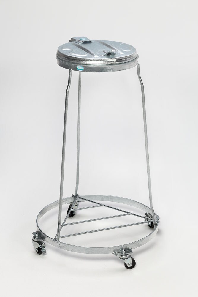 PROREGAL Stapelbarer Abfallsammler mit Metall-Deckel | Fahrbar, mit Rollen | 120 Liter, HxBxT 98x64x64cm | Stahl | Feuerverzinkt | Mülleimer