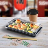 thumbnail of 600x Sushi Schalen schwarz Set mit Deckel transparent PET 178 x 95 x 43 mm