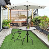 thumbnail of Mesa de Jardín Redonda Mesa Comedor de Cristal Templado con Agujero para Sombrilla y Estructura Metálica para Patio Terraza Balcón Exterior Ø80x72 cm