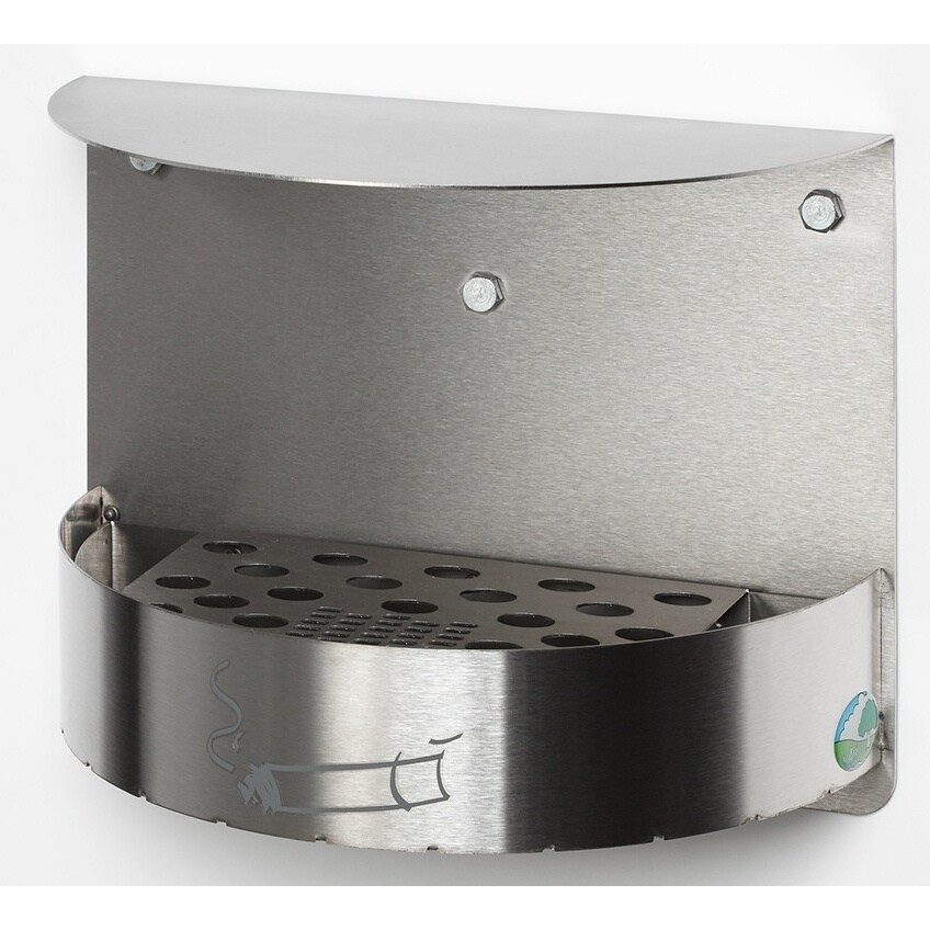 PROREGAL Wandascher mit Schutzdach verschließbar | 1,5 Liter, HxBxT 23x30x15cm | Edelstahl | Ascher Aschenbecher