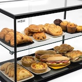 thumbnail of MBH - Neutrale vitrine met LED verlichting 55 cm 2 etages voor horeca. Neutrale glazen vitrine voor patisserie en gebak.