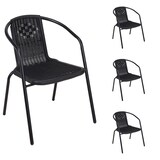 thumbnail of 4 Stück Stabiler Rattan-Design Bistrostuhl Stapelstuhl Stahl schwarz