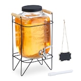 thumbnail of Relaxdays Getränkespender mit Ständer, Limobehälter 5L, Edelstahl Zapfhahn & Deckel, Wasserspender, Glas, transparent