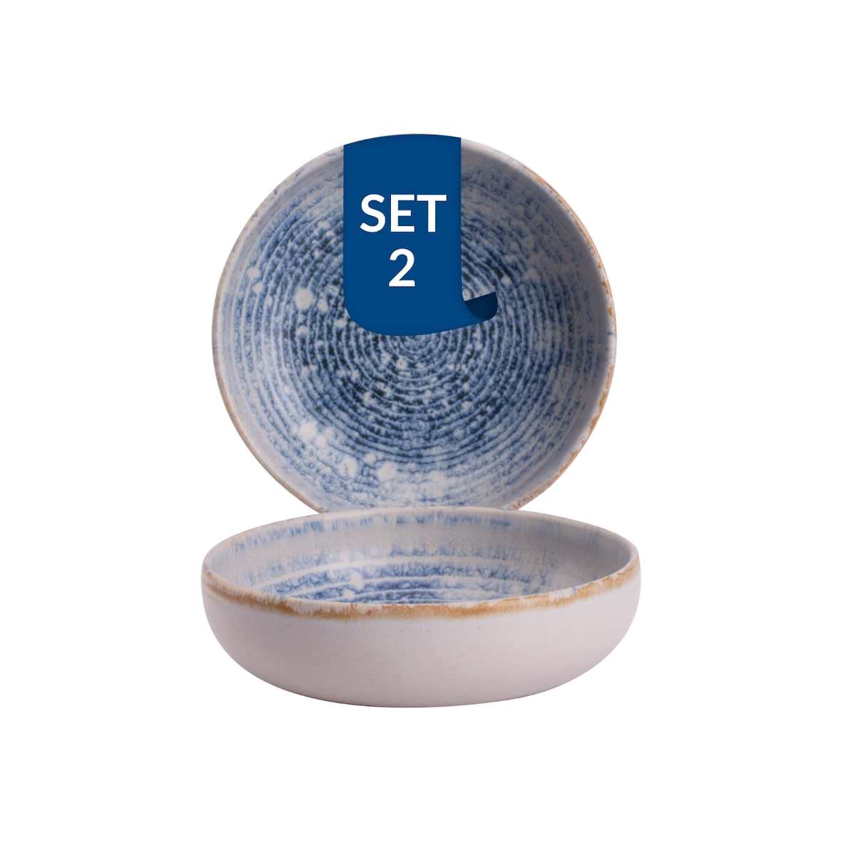 James Cooke Azure Vintage Müsli Schalen 2er-Set Steingut Ø 16 cm blau weiß gestreift