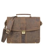 thumbnail of Greenburry Aktentasche Leder 2 Fächer Lehrertasche Schultasche Vintage braun antik 38x30cm Tragegriff und Schultergurt
