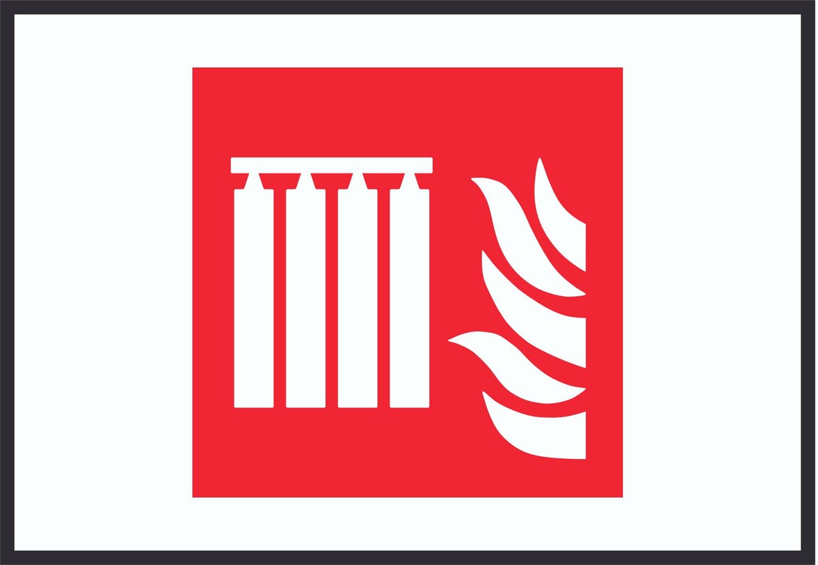 Fest eingebaute Feuerlöschmittel-Batterie Symbol Schild A2 Rückseite selbstklebend