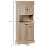 thumbnail of HOMCOM alacena de cocina aparador de comedor mueble auxiliar para microondas con 4 puertas 1 cajón y estante abierto para salón 74x39,5x183 cm roble