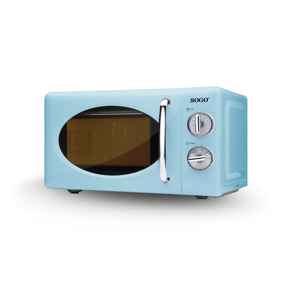Microondas Sin Grill Retro con 6 Niveles de Potencia - 20L - 700w, Azul Claro