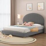 thumbnail of Polsterbett 140x200 cm aus Teddy-Samt mit verstellbarem Kopfteil und Lattenrost–Elegantes Design in Grau
