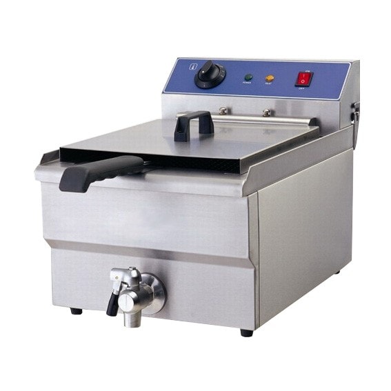 Friggitrice Elettrica professionale singola vasca in acciaio inox per Pub Bar Ristoranti da banco 16 litri - 220 Volt
