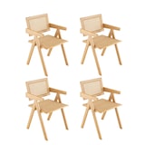 thumbnail of Conjunto de 4 cadeiras de sala de jantar COSTWAY, cadeiras de cozinha feitas de bambu e rattan simulado, com encosto e apoios de braços