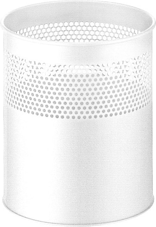 PROREGAL Runder halbperforierter Papierkorb aus Metall | 15 Liter, HxØ 32x26cm | Weiß