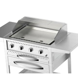 thumbnail of METRO PROFESSIONAL 4-branders gasbarbecue met grillplaat, grilloppervlak 49 x 76 cm, zijtafel, verrijdbaar, staal, zilver