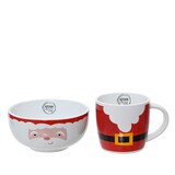 thumbnail of 2x Frühstücksgeschirr Keramik 15x15cm - Schüssel & Tasse Set mit Weihnachtsmotiv Weihnachtsgeschirr Geschirr für Weihnachten Schale Becher Weiß Rot