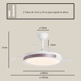 thumbnail of Ventilador retráctil ZENDAL blanco - burdeos LED 68W Ø50cm 3 palas.