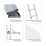 thumbnail of PROREGAL Sprossen-Anlegeleiter Made in Germany | 7 Sprossen | Arbeitshöhe 3,3m | 350mm breit ohne Traverse | Traglast 150kg | Alu