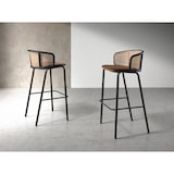 thumbnail of Angel Cerdá Tabouret en rotin et velours brun 4128C 51 x 50 x 95